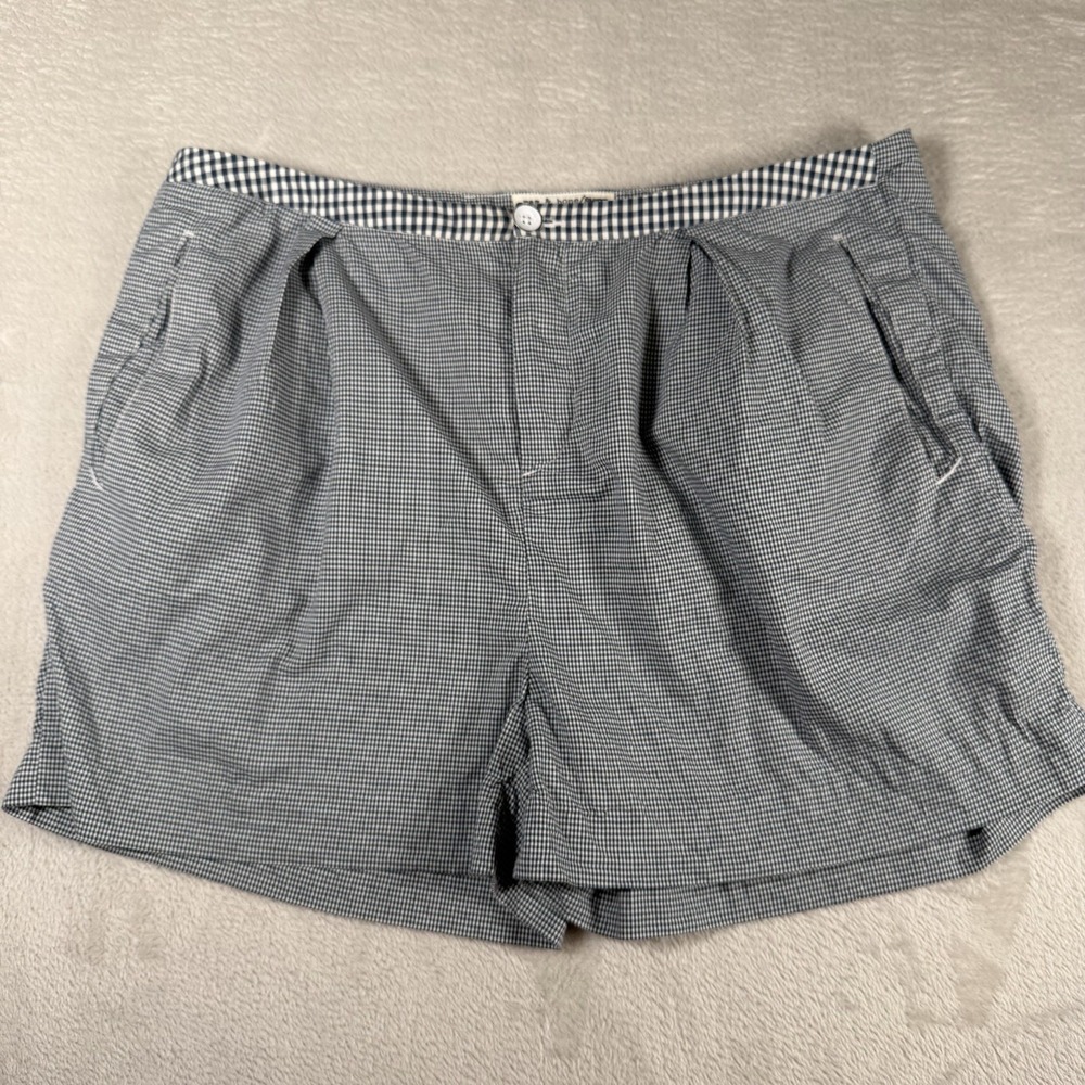 Rag &‎ Bone Shirt Gingham Cotton Pleated Shorts Blue White Size Large L